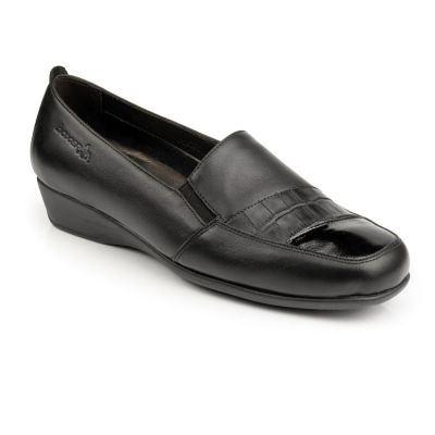 Γυναικείο δερμάτινο, ανατομικό παπούτσι με λάστιχο BOXER-52948-15-011-BLACK