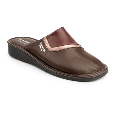 Γυναικεία δερμάτινη παντόφλα BOXER-68016-10-014-BROWN