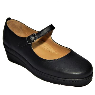 Γυναικείο δερμάτινο, ανατομικό παπούτσι OVVIO-0024-BLACK