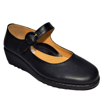 Γυναικείο δερμάτινο, ανατομικό παπούτσι RELAX-7104-01-BLACK