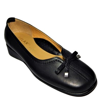 Γυναικείο δερμάτινο, ανατομικό παπούτσι  RELAX-3202-01-BLACK