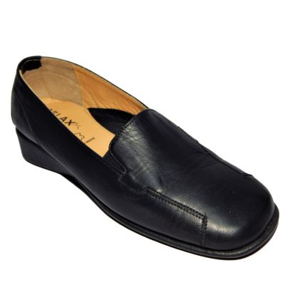 Γυναικείο δερμάτινο, ανατομικό παπούτσι με λάστιχο RELAX-3207-01-BLACK